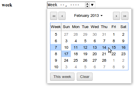 HTML5 input type 'week'