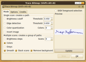 Trace Bitmap: Settings