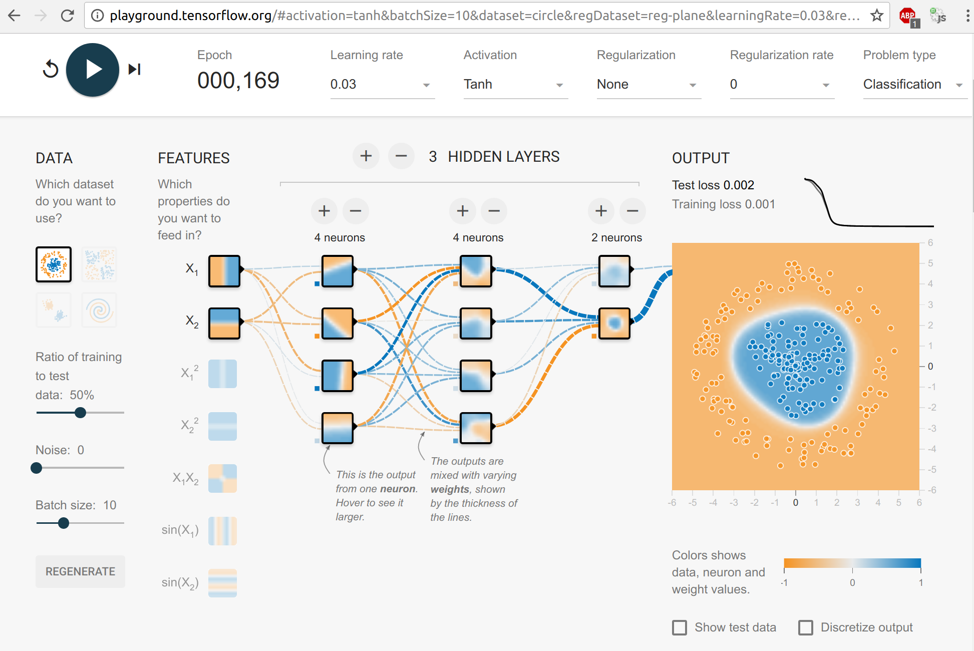 Tensorflow Playground: See how neural networks learn