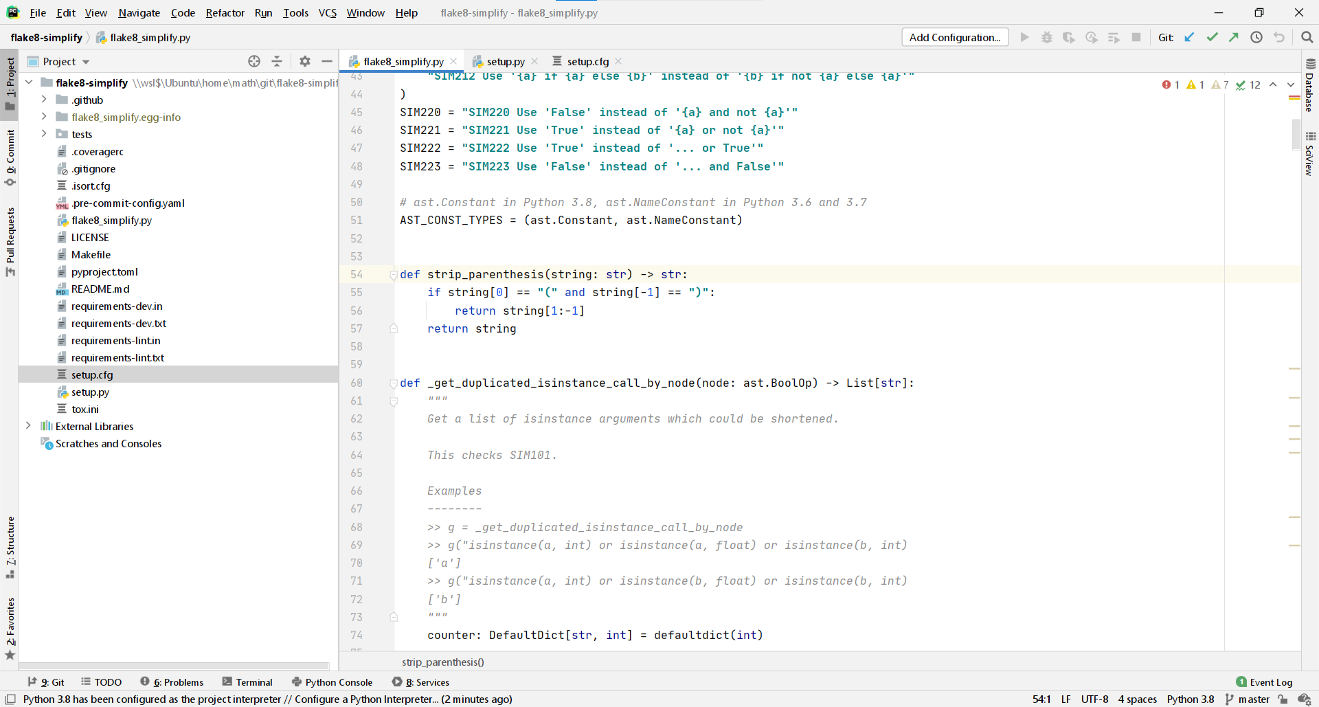 PyCharm Professional 2020.2. The screenshot was taken by Martin Thoma.