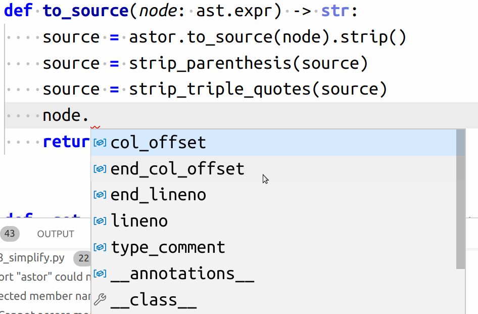 Autocompletion example of VS Code with pylance. Screenshot was taken by the author.