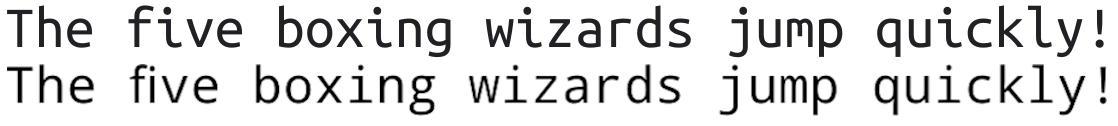 The top line is Ubuntu Mono, the bottom example is written in Droid Sans Mono. I like Ubuntu Mono a bit better, but both are reasonable fonts. Image by Martin Thoma