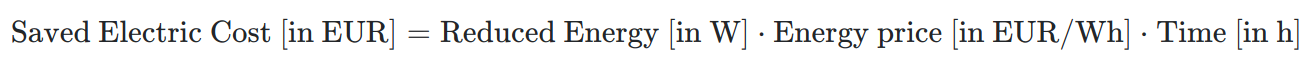 Formula for the yearly energy consumption of a lamp